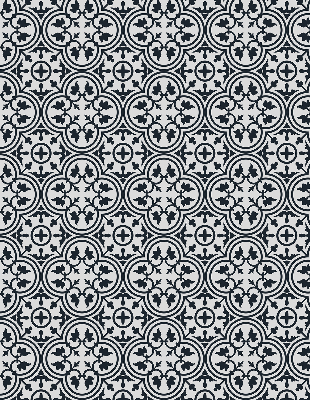 Blackout roller blind with Portuguese tile pattern