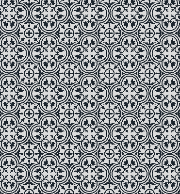 Blackout roller blind with Portuguese tile pattern