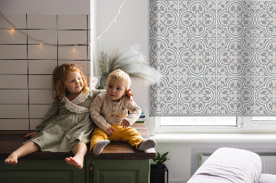 Fabric roller blind for window Portuguese tile