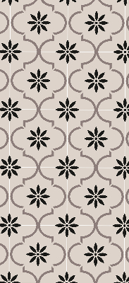 Blackout roller blind with a Moroccan flower-shaped tile pattern