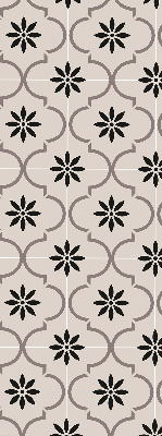 Blackout roller blind with a Moroccan flower-shaped tile pattern