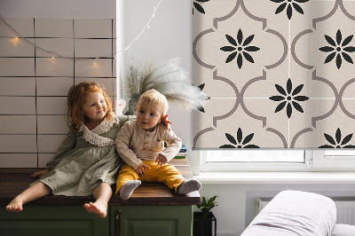 Blackout roller blind for window Moroccan flower-shaped tile