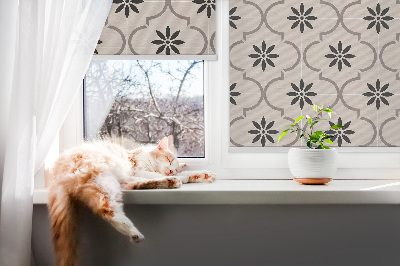 Blackout roller blind for window Moroccan flower-shaped tile