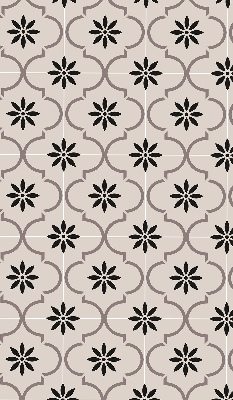 Blackout roller blind with a Moroccan flower-shaped tile pattern
