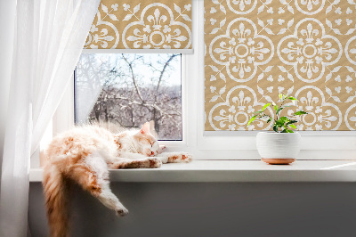 Fabric roller blind for window Portuguese folk pattern tile