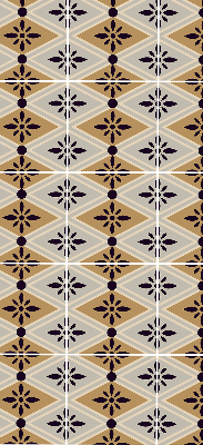 Fabric roller blind for window flower in a rhombus print
