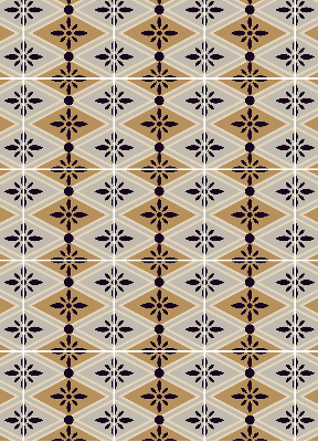 Fabric roller blind for window Flower in a rhombus