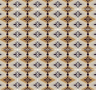 Fabric roller blind for window flower in a rhombus print