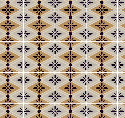 Fabric roller blind for window Flower in a rhombus