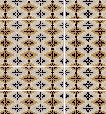 Fabric roller blind for window flower in a rhombus print