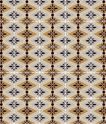 Fabric roller blind for window flower in a rhombus print