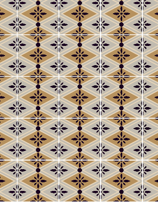 Fabric roller blind for window Flower in a rhombus