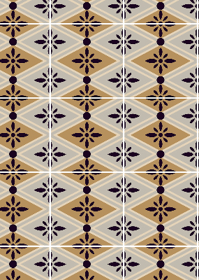 Fabric roller blind for window Flower in a rhombus