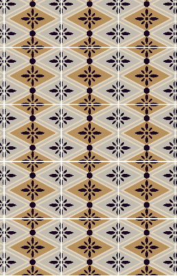 Fabric roller blind for window Flower in a rhombus