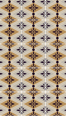 Fabric roller blind for window Flower in a rhombus