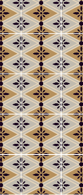 Fabric roller blind for window flower in a rhombus print