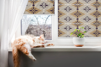 Fabric roller blind for window Flower in a rhombus