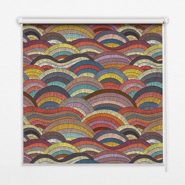 Fabric roller blind for window Waves and semicircles