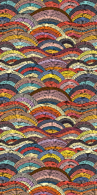 Fabric roller blind for window Waves and semicircles