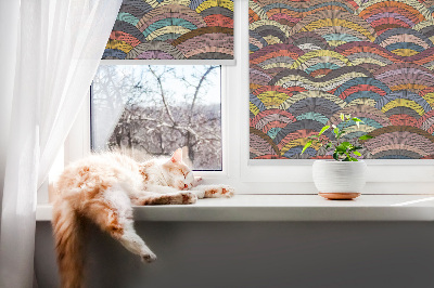 Fabric roller blind for window Waves and semicircles