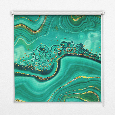 Fabric roller blind for window Green marble