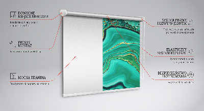 Fabric roller blind for window Green marble