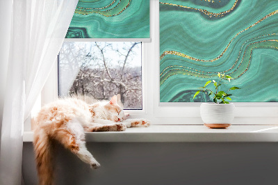 Fabric roller blind for window Green marble