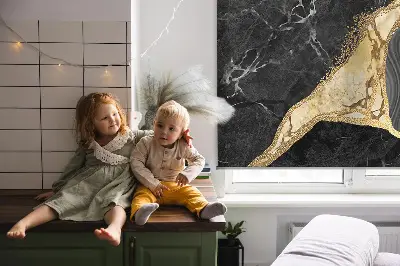 Blackout roller blind in black marble