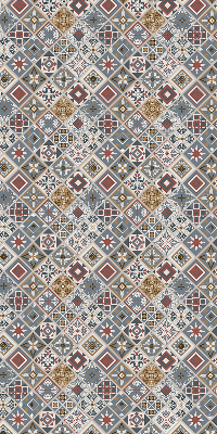 Fabric roller blind for window with decorative rhombuses pattern