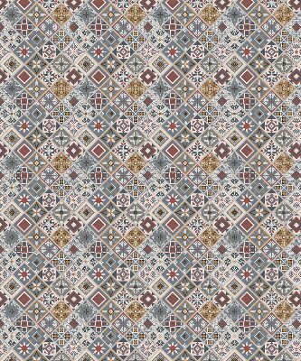 Fabric roller blind for window with decorative rhombuses pattern
