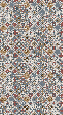 Fabric roller blind for window with decorative rhombuses pattern