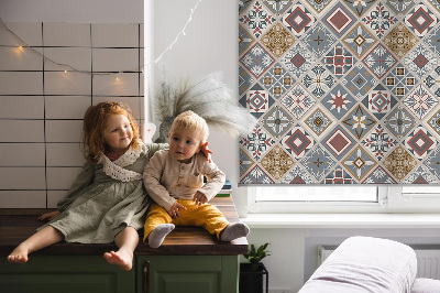 Fabric roller blind for window Decorative rhombuses