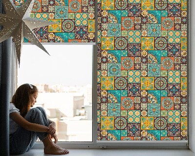 Blackout roller blind with colorful mandala pattern