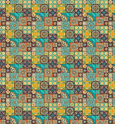 Blackout roller blind with colorful mandala pattern