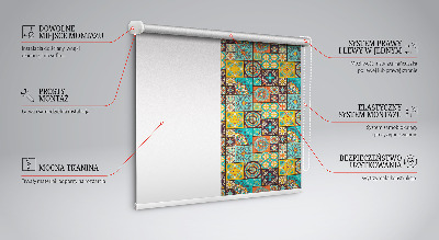 Blackout roller blind with colorful mandala pattern