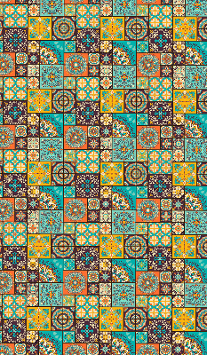 Blackout roller blind with colorful mandala pattern