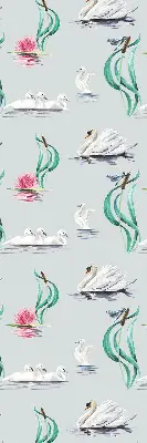 Blackout roller blind with swans and ducks pattern