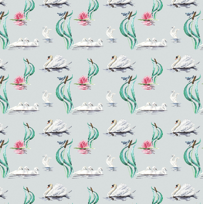 Blackout roller blind for window Swans and ducks