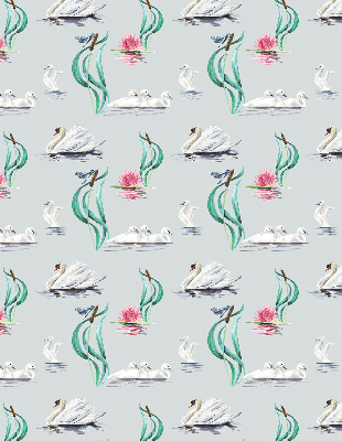 Blackout roller blind for window Swans and ducks