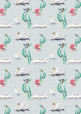 Blackout roller blind for window Swans and ducks