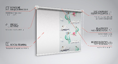 Blackout roller blind for window Swans and ducks