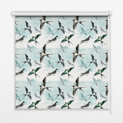 Blackout roller blind swallows pattern