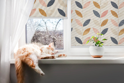 Blackout roller blind with a leaves pattern