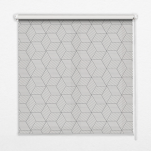 Fabric roller blind for window 3D striped squares