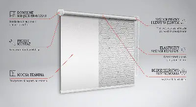 Fabric roller blind for window 3D striped squares design