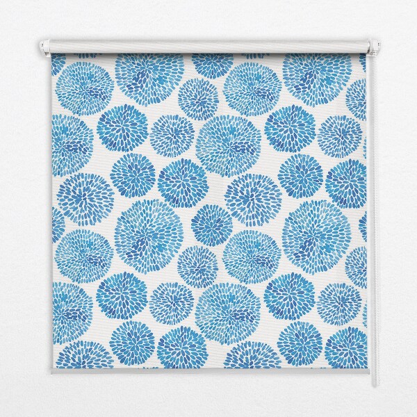Blackout roller blind with blue petal circles