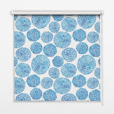 Blackout roller blind Blue petal circles