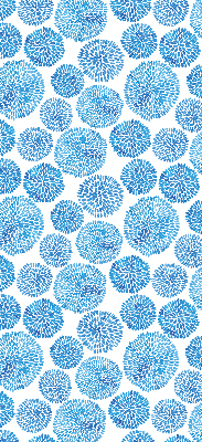 Blackout roller blind with blue petal circles