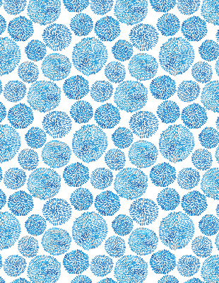 Blackout roller blind Blue petal circles