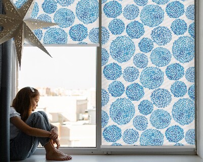 Blackout roller blind Blue petal circles
